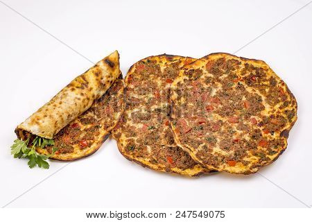 Traditional Delicious Turkish Foods; Turkish Pizza (lahmacun)