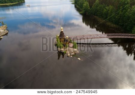 View Of The Chapel Of The Apostle Andrew The First-called On The Vuoksa River (aerial Survey). Lenin