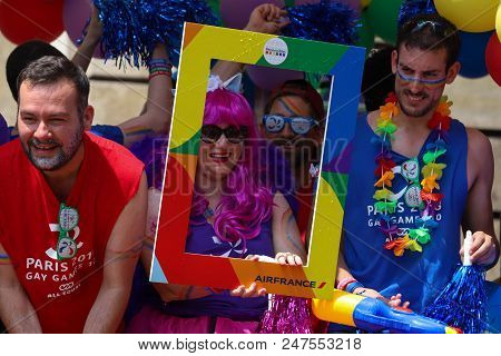 Paris, France-june 30, 2018 : The Participants Of Gay Pride Parade At Concorde Place In Paris, Franc
