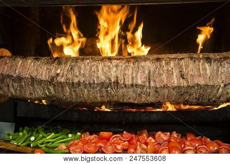 Traditional Delicious Turkish Foods; Doner Cag Kebab