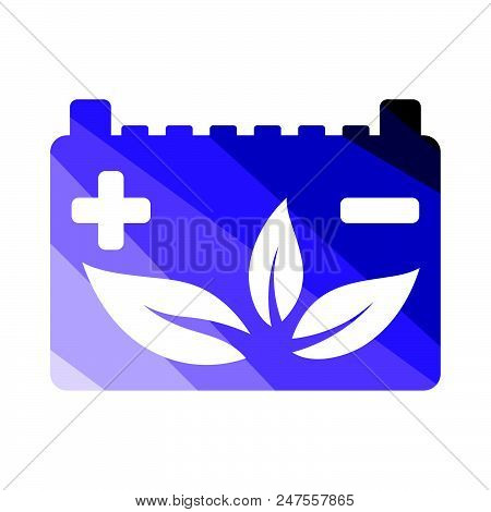 Car Battery Leaf Icon. Flat Color Design. Vector Illustration.