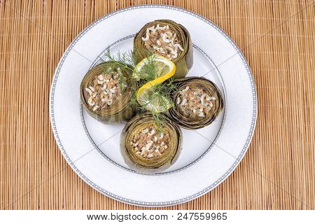 Traditional Delicious Turkish Foods; Stuffed Artichoke (enginar Dolma)