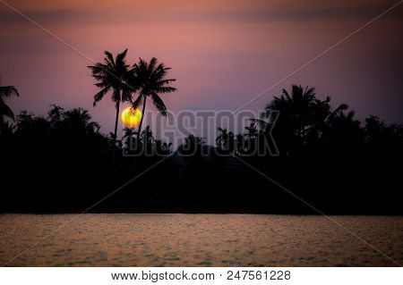 Vietnamese River, Thu Bon, At Sunset In Hoi-an