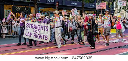 Gay Pride Parade In San Francisco - Straights For Gay Rights Marches