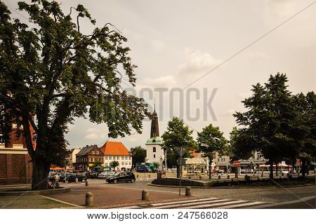 Jan 2013, Glueckstadt Germnay, Old Historic Marketplace With Church