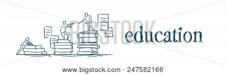 Man On Books Stack Give Helping Hand Education Success Concept Podium Winers On White Background Ske
