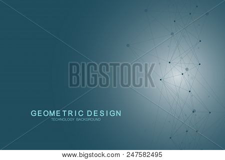 Abstract Polygonal Background With Connected Lines And Dots. Plexus Structure And Communication Back