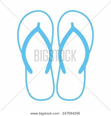 Colorful Flip Flops. Beach Slippers. Sandals. Vector Icon Isolated On White Background.