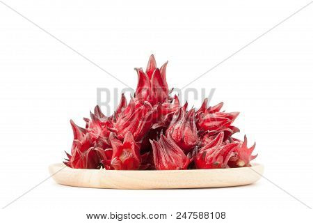 Red Roselle Wooden Plate