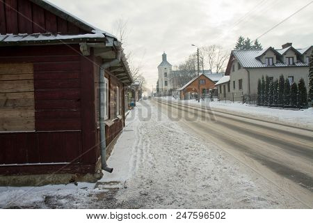 Street View Of A Village In The Podlasie Region Of Poland In Winter