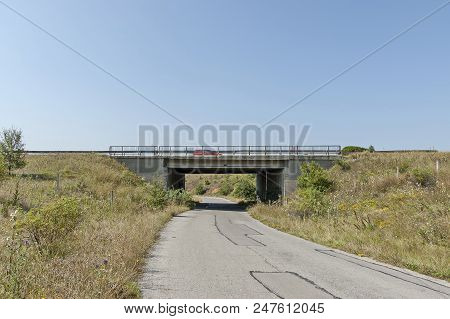 Important Transport Bridge Of Highway Over Minor Road Between Vakarel And Paunovo Villages, Ihtiman 