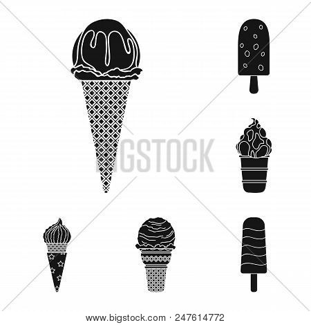Different Ice Cream Black Icons In Set Collection For Design. Dessert And Sweetness Vector Symbol St