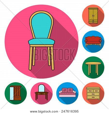Furniture And Interior Flat Icons In Set Collection For Design.home Furniture Vector Symbol Stock  I