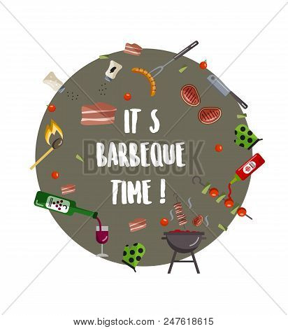Barbeque Illustration. Ideal For Grill Bar Advertising, Cafe Promotion.