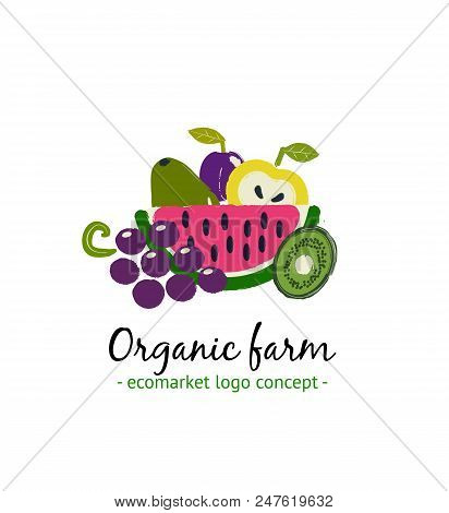 Fruits Logo Concept. Can Be Used For Ecomarket, Organic Farm Labels.
