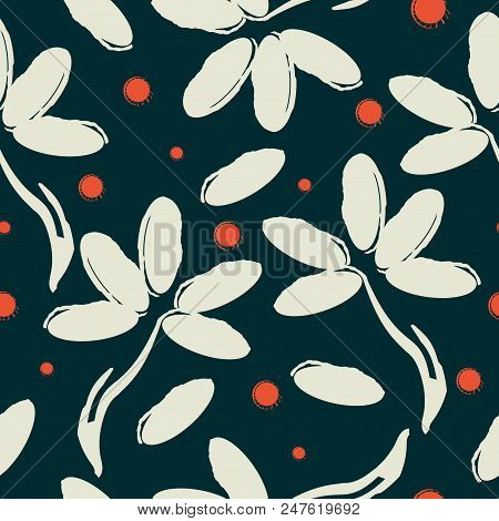 Seamless Pattern With Nature Elements. Hand Drawn Style.