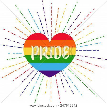 Lgbt Rights Symbol. Love Is Love Concept. Gay Parade Slogan. Lgbt Gay And Lesbian Pride Sticker With