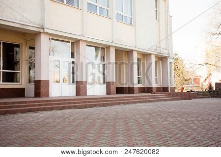 Front Entrance Of The School Building Exteriour