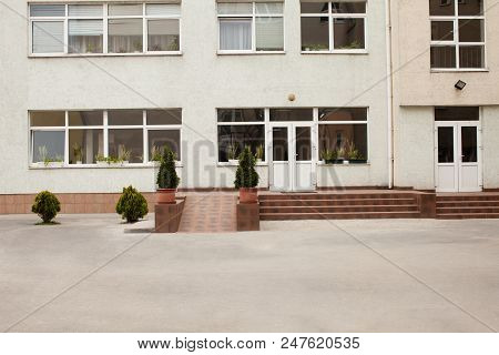 Front Entrance Of The School Building Exteriour