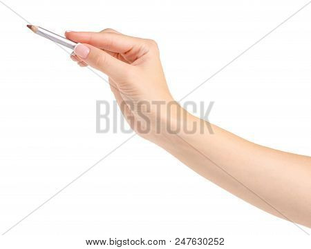 Eyebrow Eyes Pencil In Hand On White Background Isolation