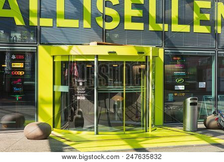 Wallisellen, Switzerland - July 1, 2018: Entrance To The Zentrum Wallisellen. Zentrum Wallisellen Is