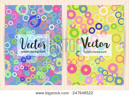 Covers With Random, Chaotic, Scattered Circles. Colorful Geometric Vector Backgrounds.
