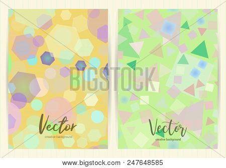 Covers With Random, Chaotic, Scattered Geometric Elements. Colorful Vector Backgrounds.