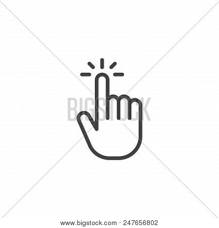 Click Hand Outline Icon. Linear Style Sign For Mobile Concept And Web Design. Touching Finger Simple