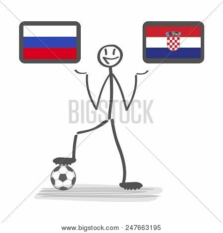 Football - Soccer Background Happy Man Keep Flag, Vector Stackman Russia Vs Croatia Quarter Final 1/