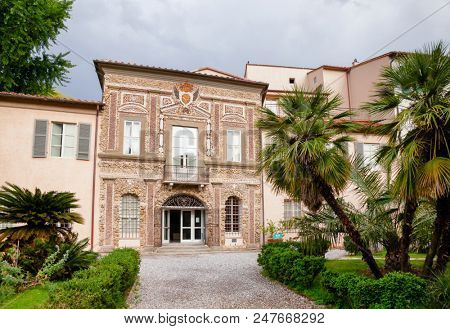 PISA, ITALY - MAY 30, 2018: Museum building at Orto botanico di Pisa (Orto Botanico dell Universita di Pisa), the oldest university botanic garden in the world established by Cosimo Medici in1544