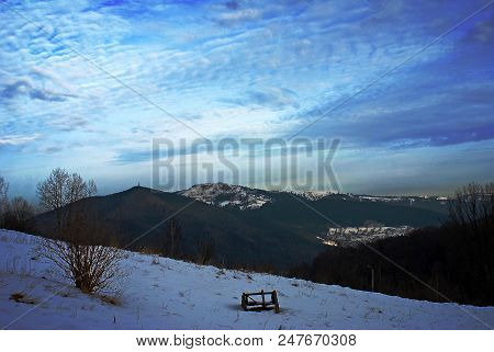 Staying And Observing Horizon And Amazing Sky In Karpatian Mountains.