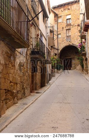 Street Of The Village Of Horta De Sant Joan,terra Alta, Tarragona Province, Catalonia,spain