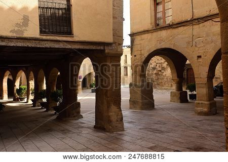 Square In Horta De Sant Joan,terra Alta, Tarragona Province, Catalonia,spain