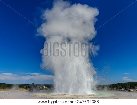 Eruption Of The Great Fountain Geyser In Yellowstone National Park
