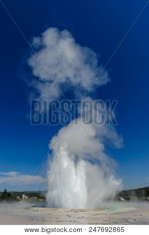 Eruption Of The Great Fountain Geyser In Yellowstone National Park