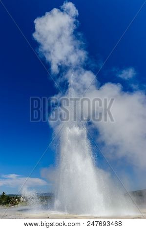 Eruption Of The Great Fountain Geyser In Yellowstone National Park