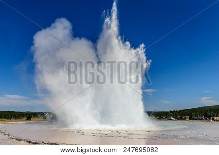 Eruption Of The Great Fountain Geyser In Yellowstone National Park