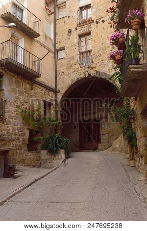 Street Of The Village Of Horta De Sant Joan,terra Alta, Tarragona Province, Catalonia,spain