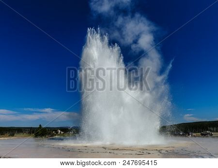 Eruption Of The Great Fountain Geyser In Yellowstone National Park