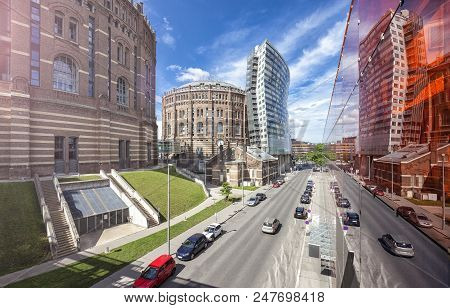 The Gasometer In Vienna-simmering Former Gas Tank From The Year 1896. From 1999 To 2001 Revitalized 