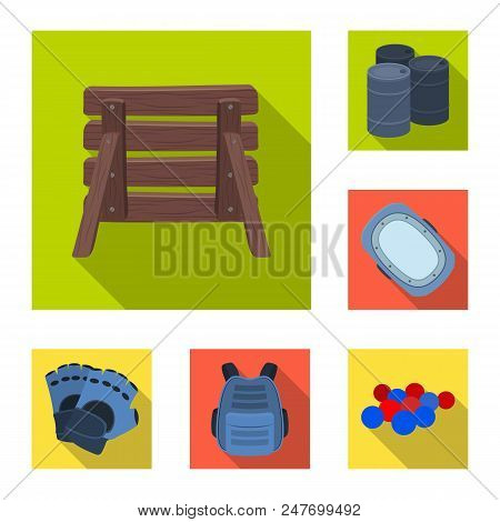 Paintball, Team Game Flat Icons In Set Collection For Design. Equipment And Outfit Vector Symbol Sto