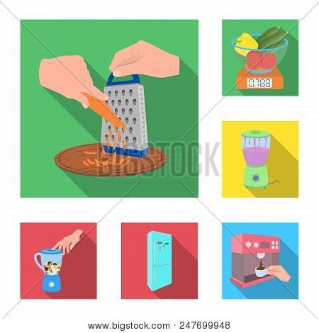 Cooking Food Flat Icons In Set Collection For Design. Kitchen, Equipment And Tools Vector Symbol Sto