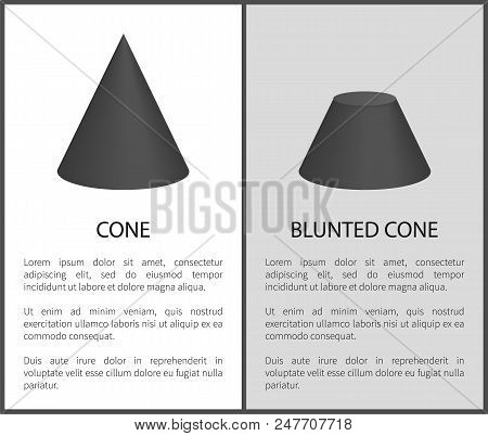 Cone And Blunted Cone Set Of Posters With Headlines And Images Of Cone And Blunted Cone, Collection 