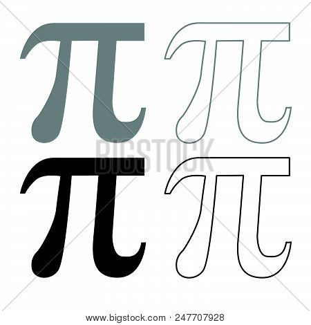 Symbol Pi Icon Set Grey Black Color Illustration Flat Style Simple Image