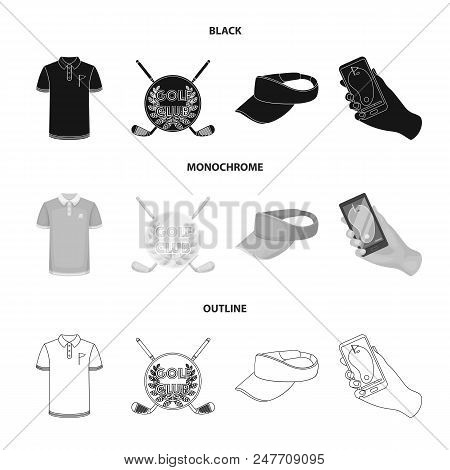 Emblem Of The Golf Club, Cap With A Visor, Golfer Shirt, Phone With A Navigator.golf Club Set Collec