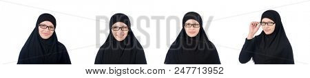 Woman with muslim burqa isolated on white