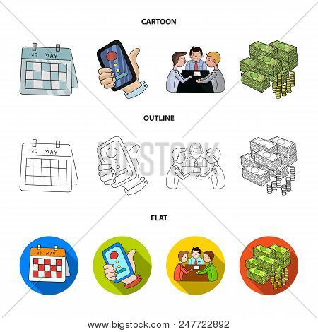 Calendar, Telephone Conference, Agreement, Cash.business-conference And Negotiations Set Collection 