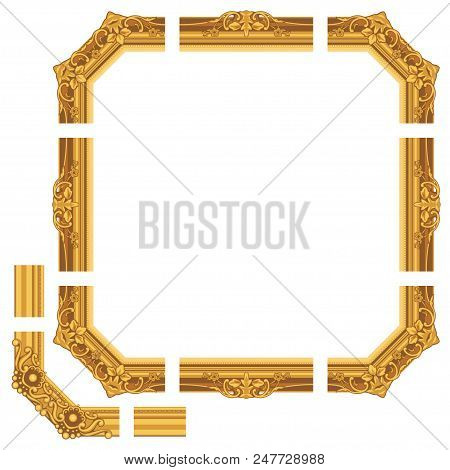 Baguette, Frame Of Gold Color Of Selective Length