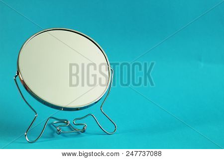 Make Up Mirror, Selective Focus, Blue Background