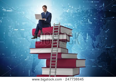 Businessman in telelearning concept with laptop